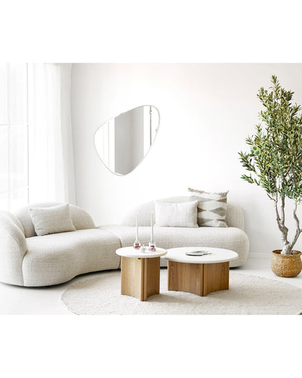 Motril Couchtisch-Set, 2-teilig, Beton/Eschenfurnier, Weiß/Natur