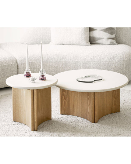 Motril Couchtisch-Set, 2-teilig, Beton/Eschenfurnier, Weiß/Natur