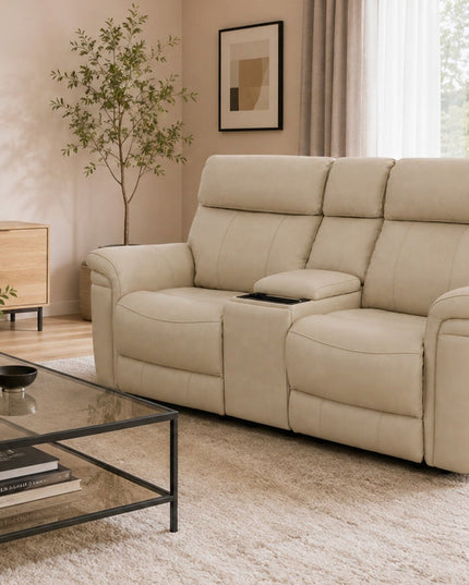 Braxon 2‑istuttava mekanismisohva – beige aito nahka - #KalusteDuo_#Huonekaluliike_2-istuttava sohva