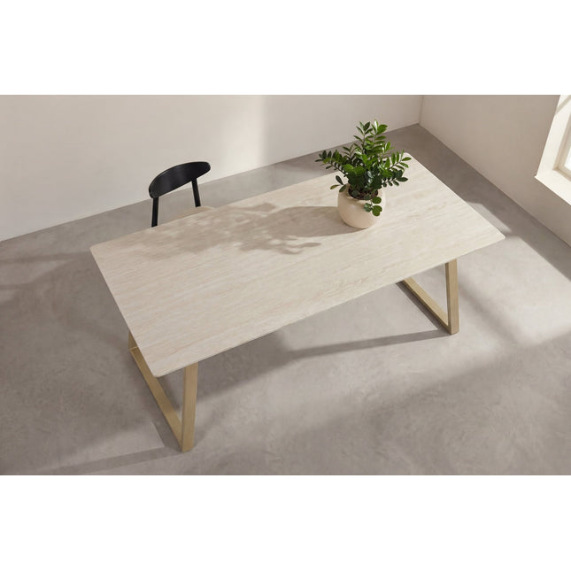 Estelle ruokapöytä 200*90 - beige/beige marmorinvärinen - KalusteDuo_Huonekaluliike_Ruokapöytä