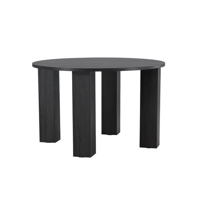 Juno pyöreä ruokapöytä Ф120x75 cm - MDF ja musta 3D-paperi - KalusteDuo_Huonekaluliike_Ruokapöytä