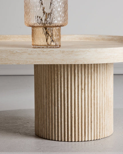 Krille sohvapöytä 120x60x35 cm - MDF ja 3D-paperi / travertiininvärinen - KalusteDuo_Huonekaluliike_Pöytä