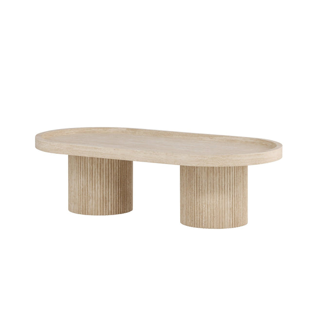 Krille sohvapöytä 120x60x35 cm - MDF ja 3D-paperi / travertiininvärinen - KalusteDuo_Huonekaluliike_Pöytä