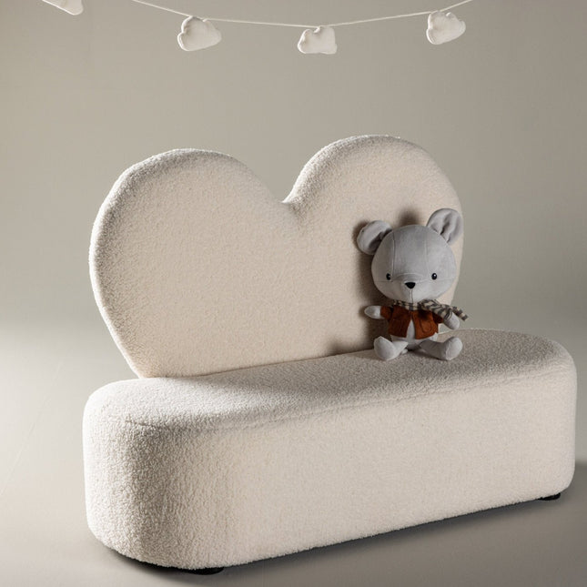 Lasten kukkasohva - beige / teddy FSC 100% - KalusteDuo_Huonekaluliike_Lastenkaluste