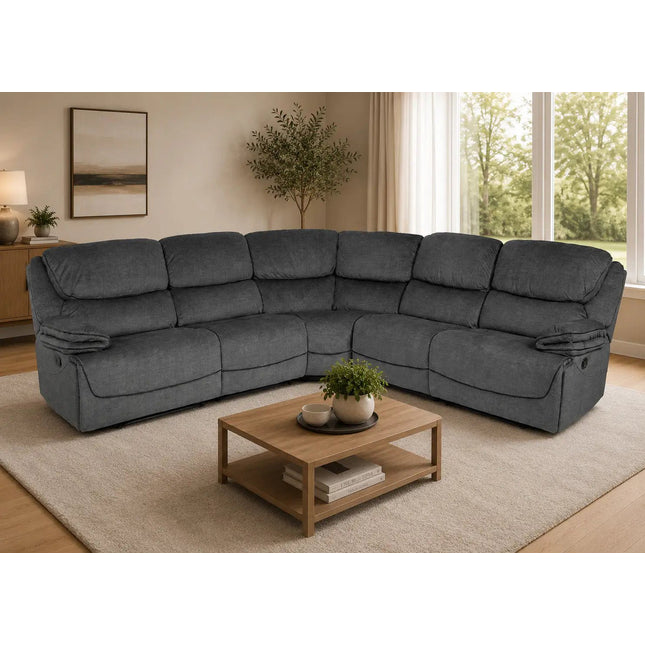 Levo recliner‑kulmasohva 300×300 cm – harmaa - KalusteDuo_Huonekaluliike_recliner kulmasohva