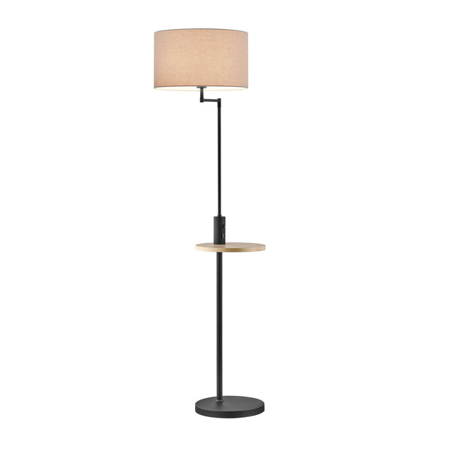 Nook lattiavalaisin – mattamusta valaisin pöytätasolla ja USB‑latauksella - #KalusteDuo_#Huonekaluliike_Lattiavalaisin
