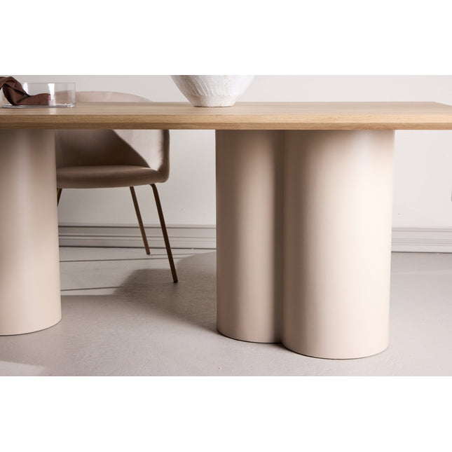 Olivia suorakaiteen muotoinen ruokapöytä 100x210 cm - Beige / Valkolakattu - KalusteDuo_Huonekaluliike_Ruokapöytä