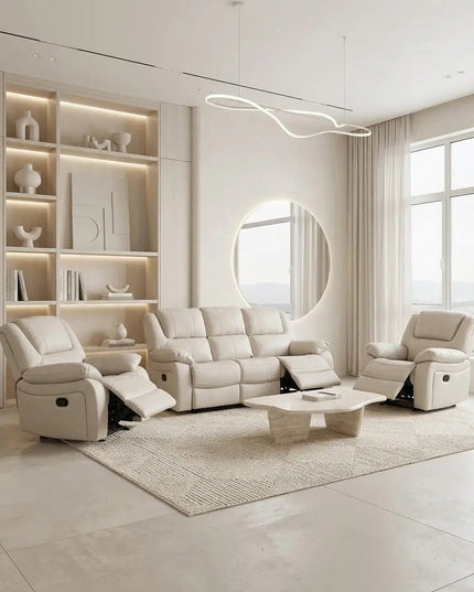 Relaxo – kermanvärinen recliner nojatuoli nahalla - KalusteDuo_Huonekaluliike_recliner tuoli