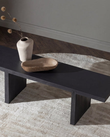 Yakunik sohvapöytä 120x38 cm- kumipuu / musta MDF - KalusteDuo_Huonekaluliike_Pöytä